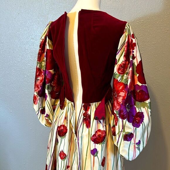 Vintage Victor Costa velvet satin floral dress with side pocket size 8 - Picture 9 of 17